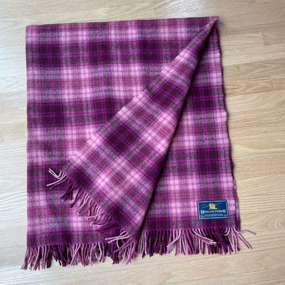 Highland Tweeds Vintage Plaid Wool Throw Blanket in Excellent Condition - Picture 1 of 5